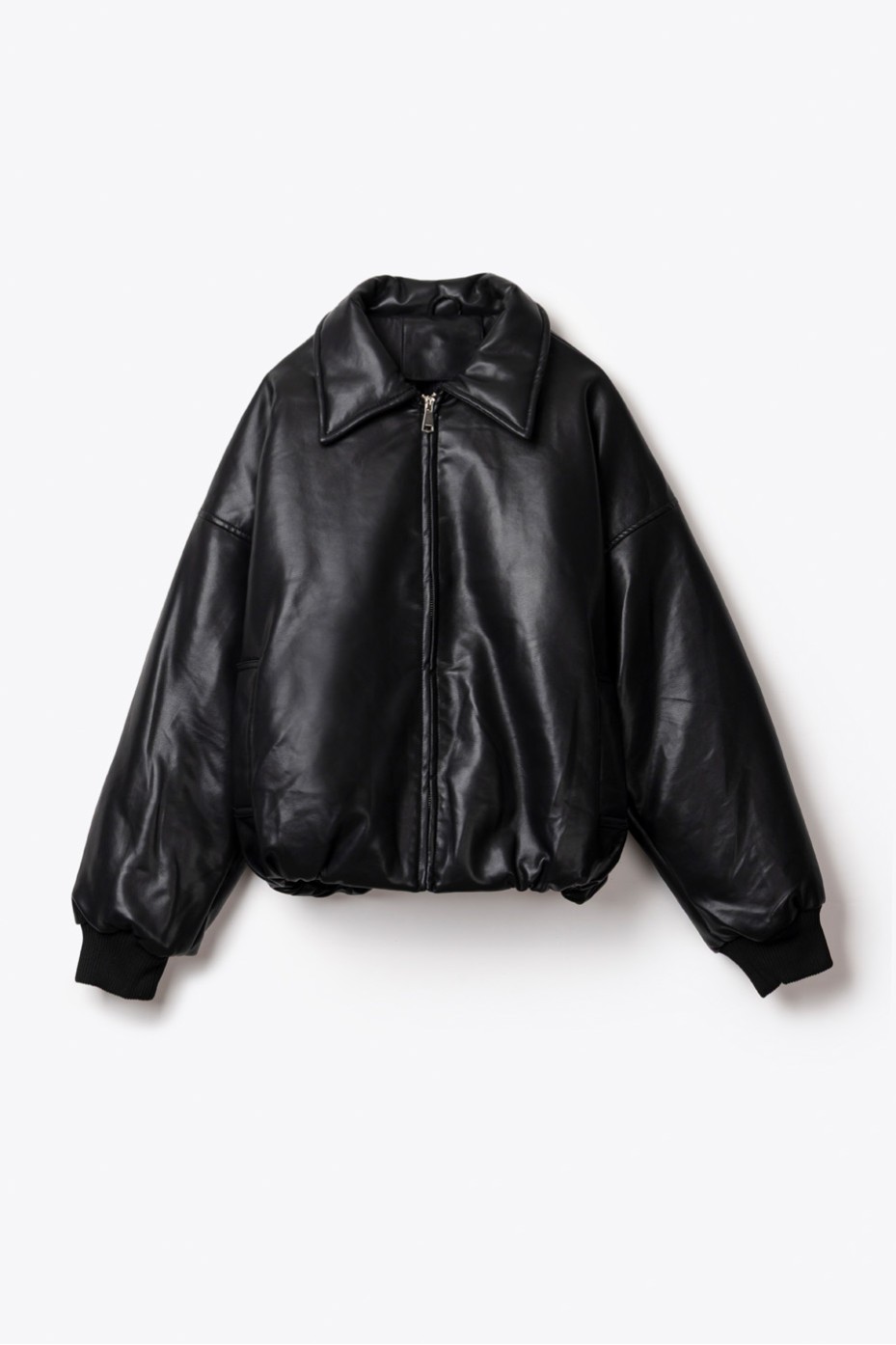 LEATHER BOMBER JACKET WITH COLLAR