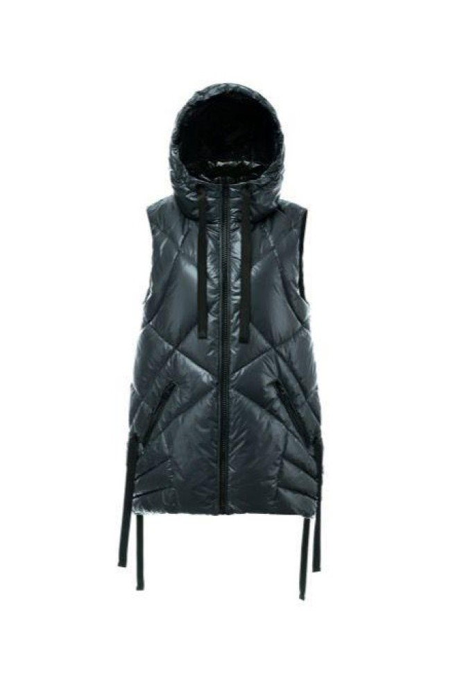 SHINY SLEEVELESS PUFFER JACKET
