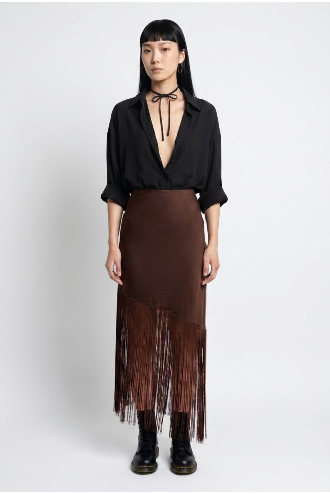 MIDI SKIRT WITH FRINGES