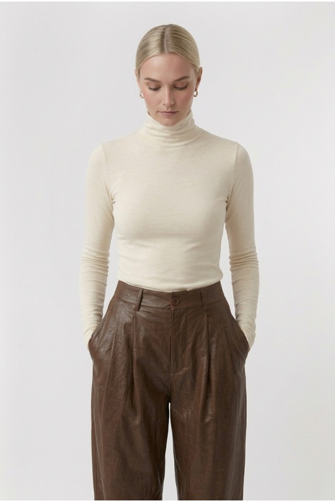 HIGH WAIST LEATHER PANTS WITH PLEATS