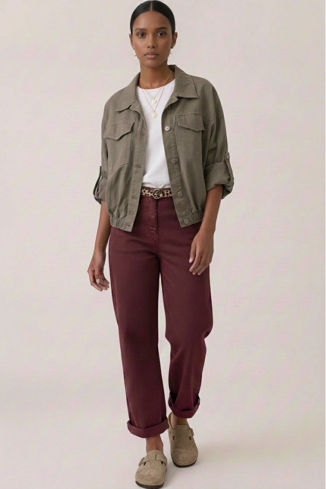 COTTON JACKET WITH ELASTIC WAIST