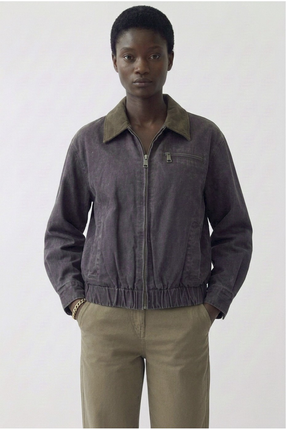 COTTON JACKET WITH CORDUROY COLLAR | HELMI
