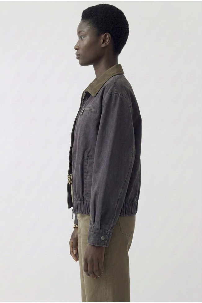 COTTON JACKET WITH CORDUROY COLLAR