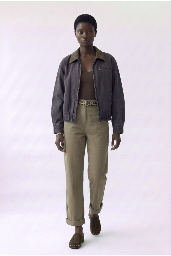 COTTON JACKET WITH CORDUROY COLLAR
