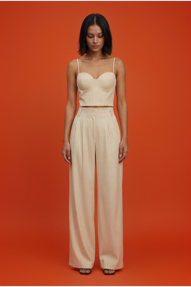 STRIPED TR PANTS WITH PLEATS