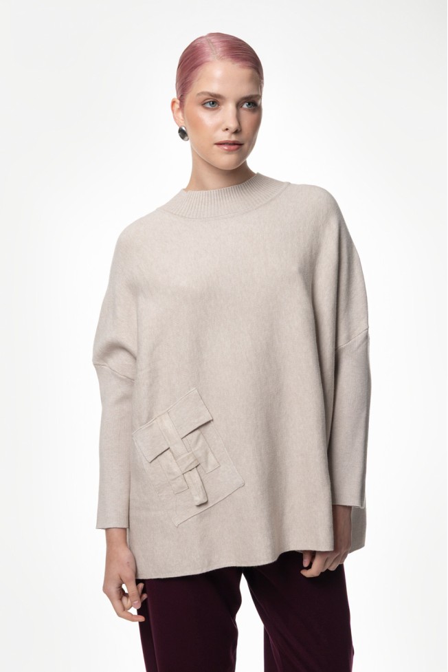 KNIT BLOUSE WITH FRONT POCKET