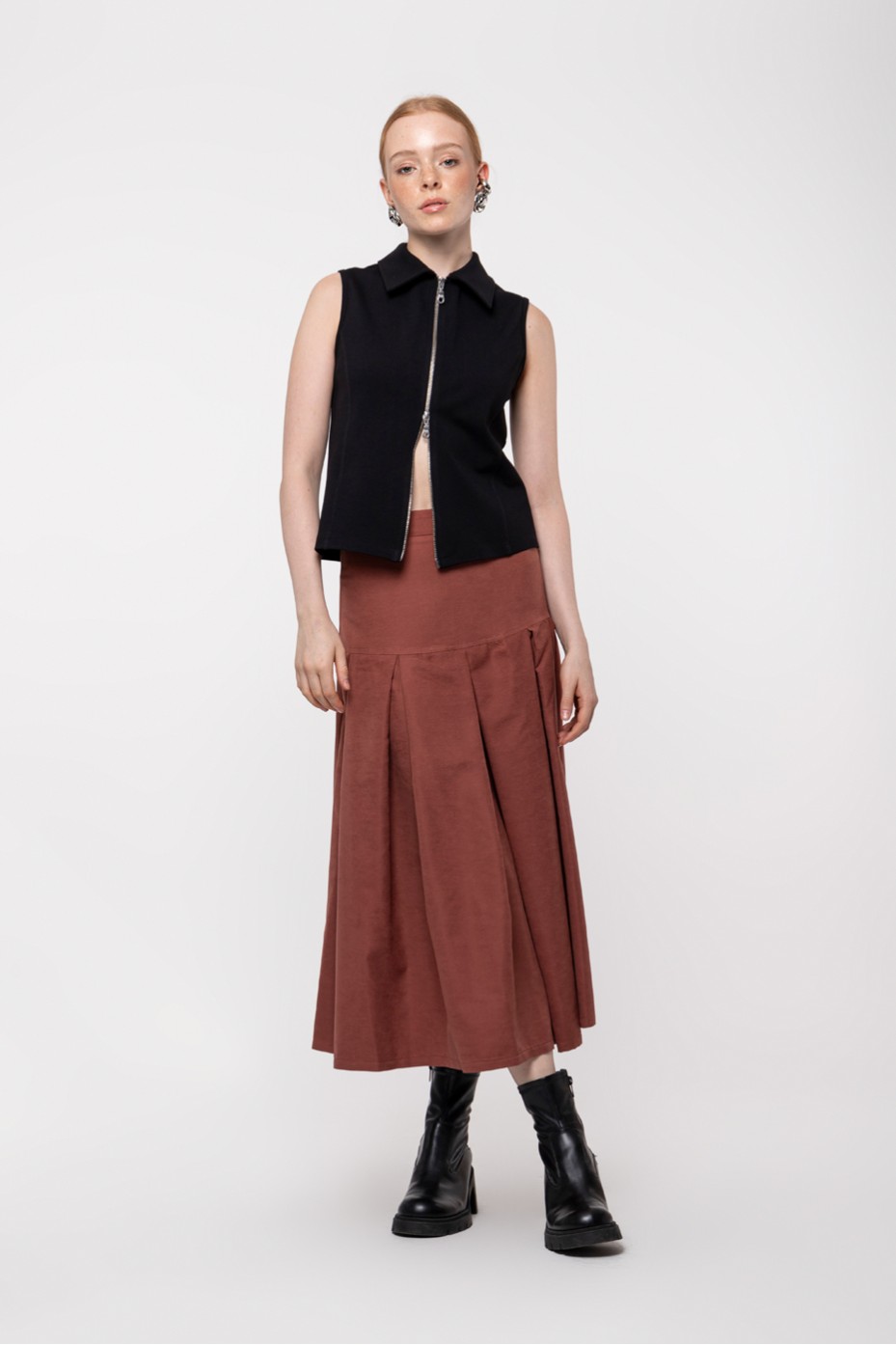 MIDI PLEATED SKIRT