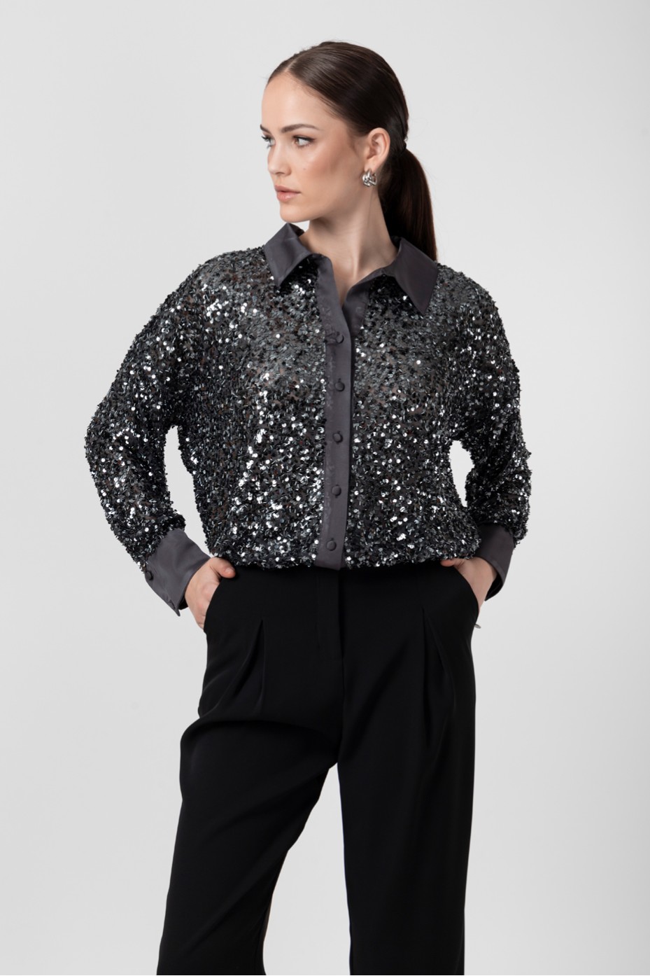 LONG SLEEVE SEQUIN SHIRT