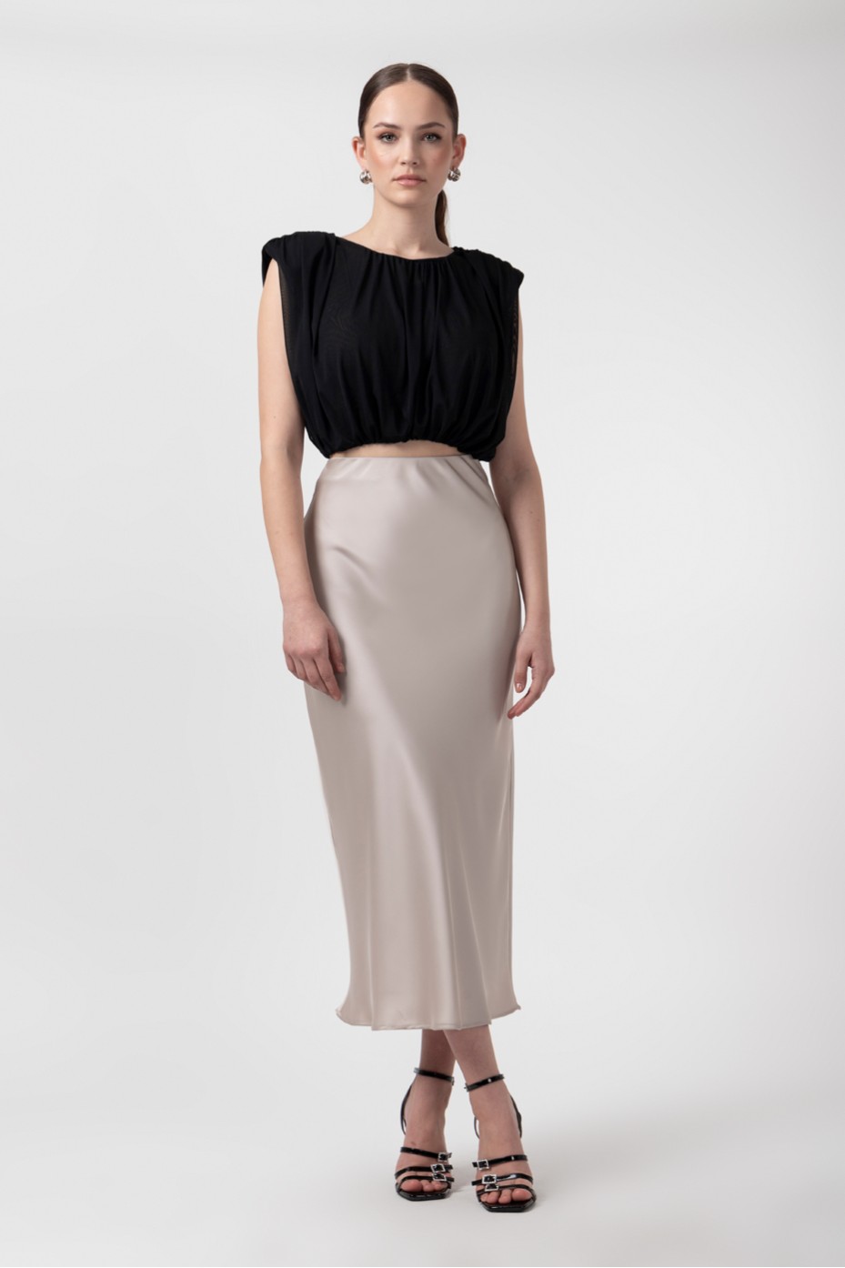 MIDI SATIN SKIRT