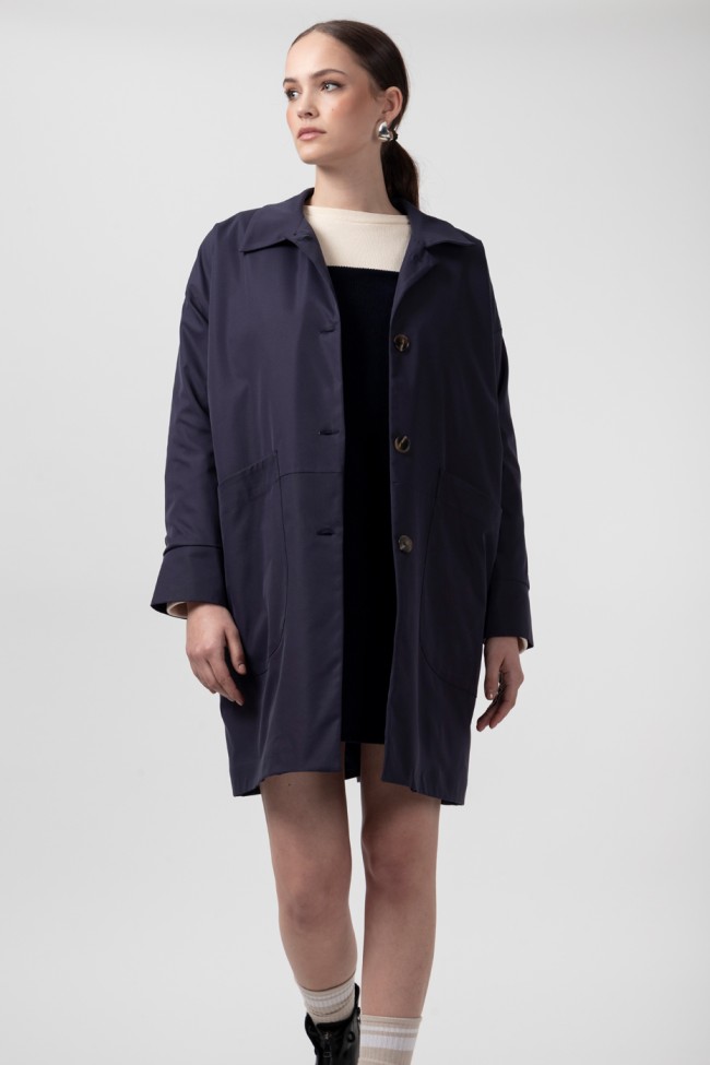 OVERSIZED PAPER TOUCH TRENCH COAT