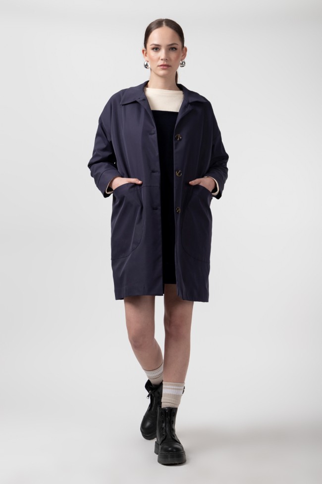 OVERSIZED PAPER TOUCH TRENCH COAT