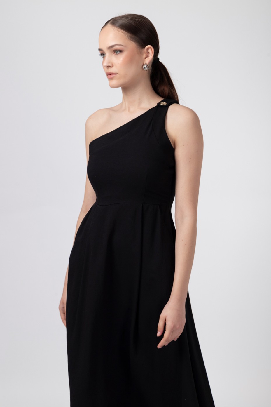 ONE SHOULDER DRESS ZOE BLACK