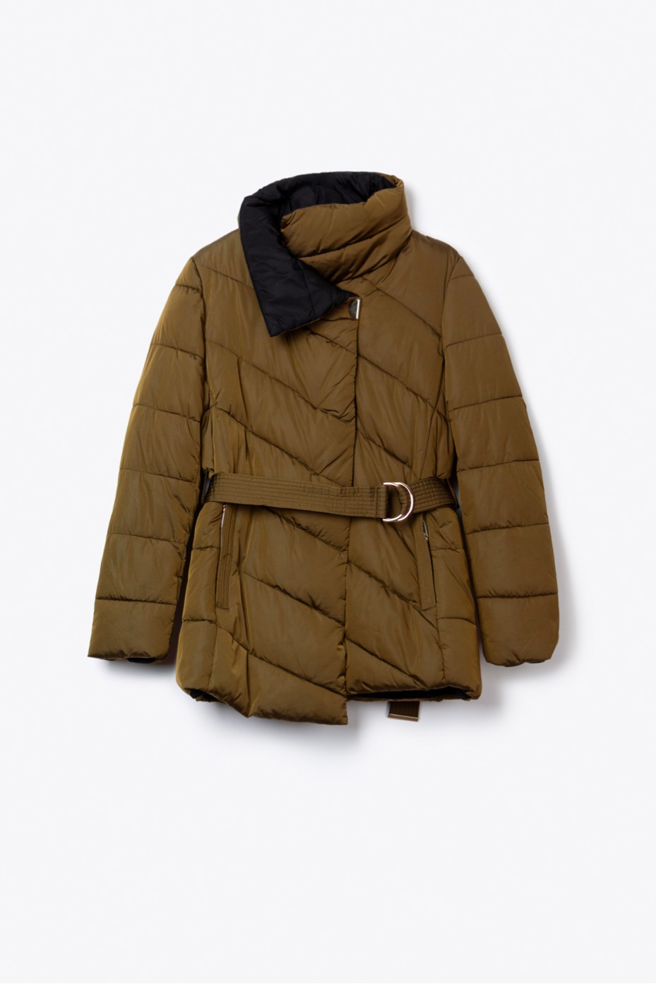 SHORT PUFFER JACKET WITH BELT