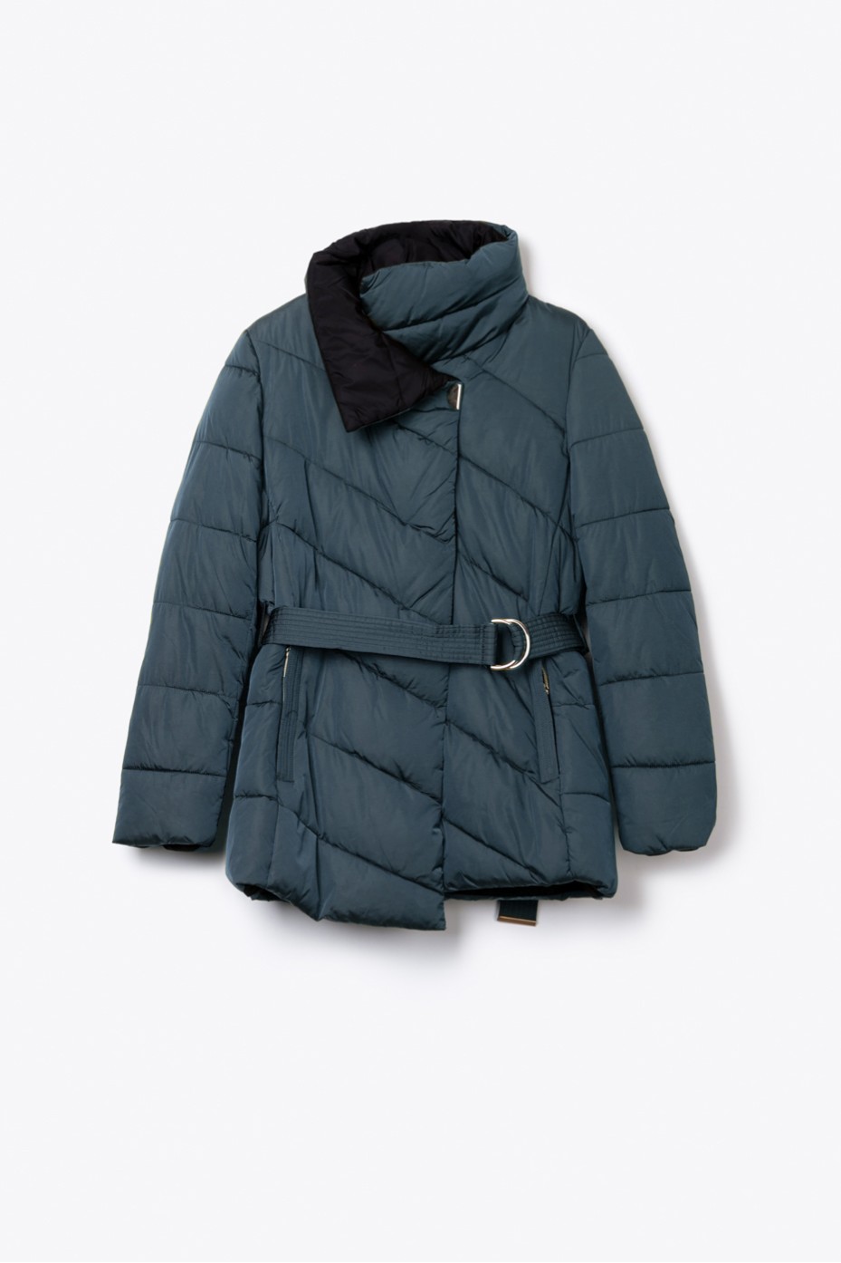 SHORT PUFFER JACKET WITH BELT