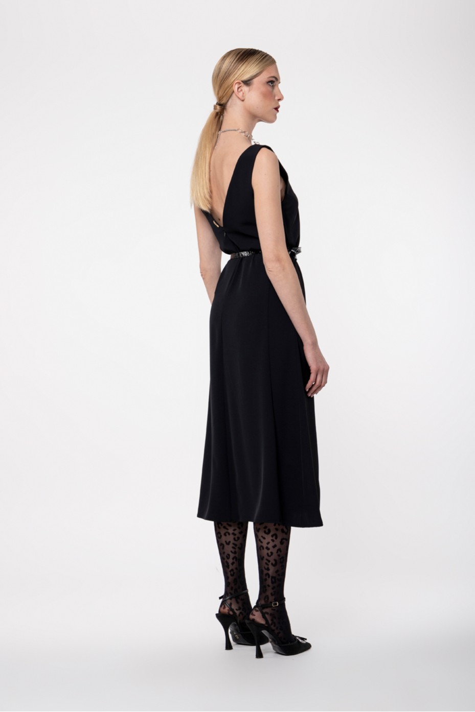 MIDI SLEEVELESS DRESS WITH BELT