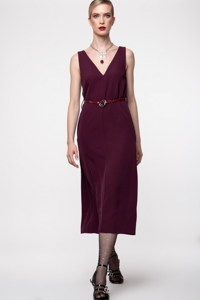 MIDI SLEEVELESS DRESS WITH BELT