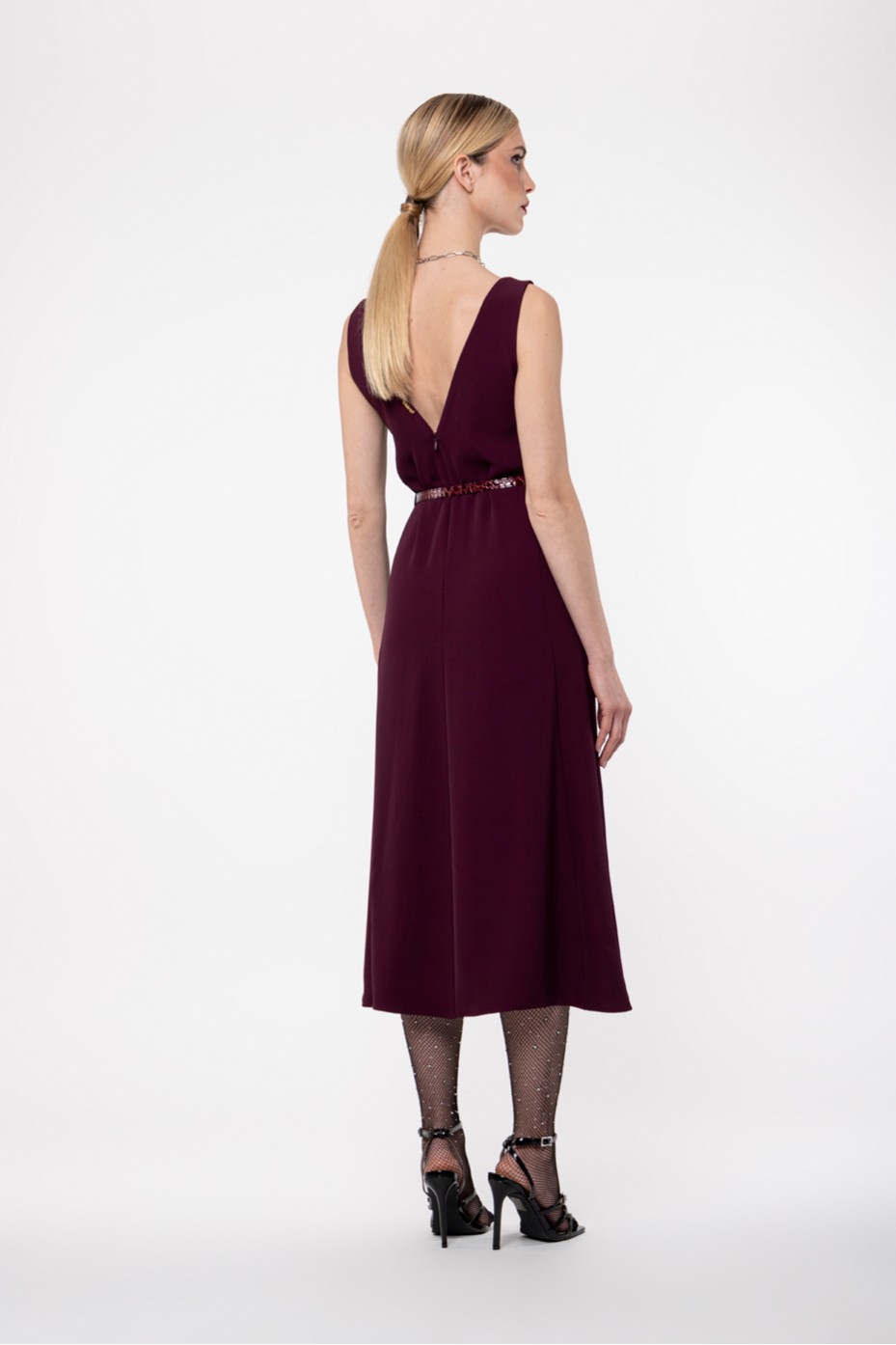 MIDI SLEEVELESS DRESS WITH BELT