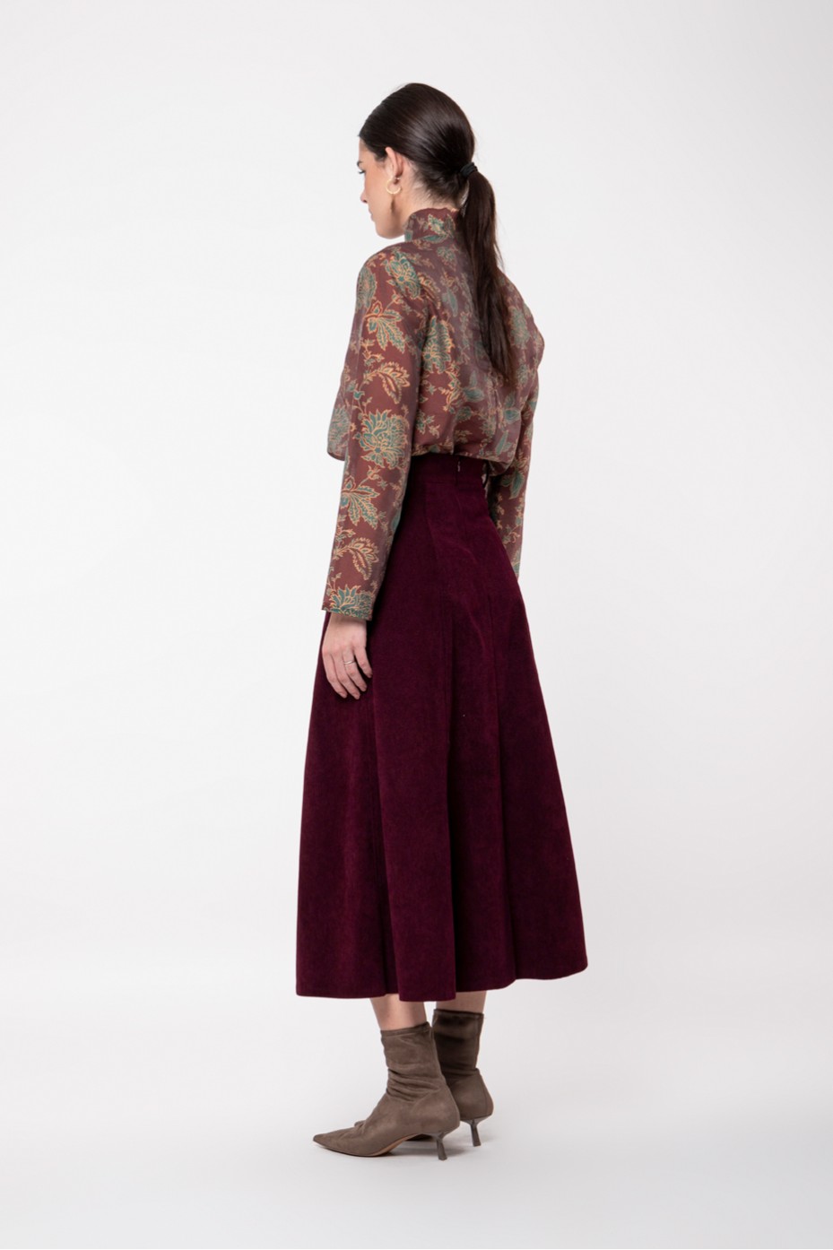 LONG CORDUROY SKIRT WITH SIDE POCKET