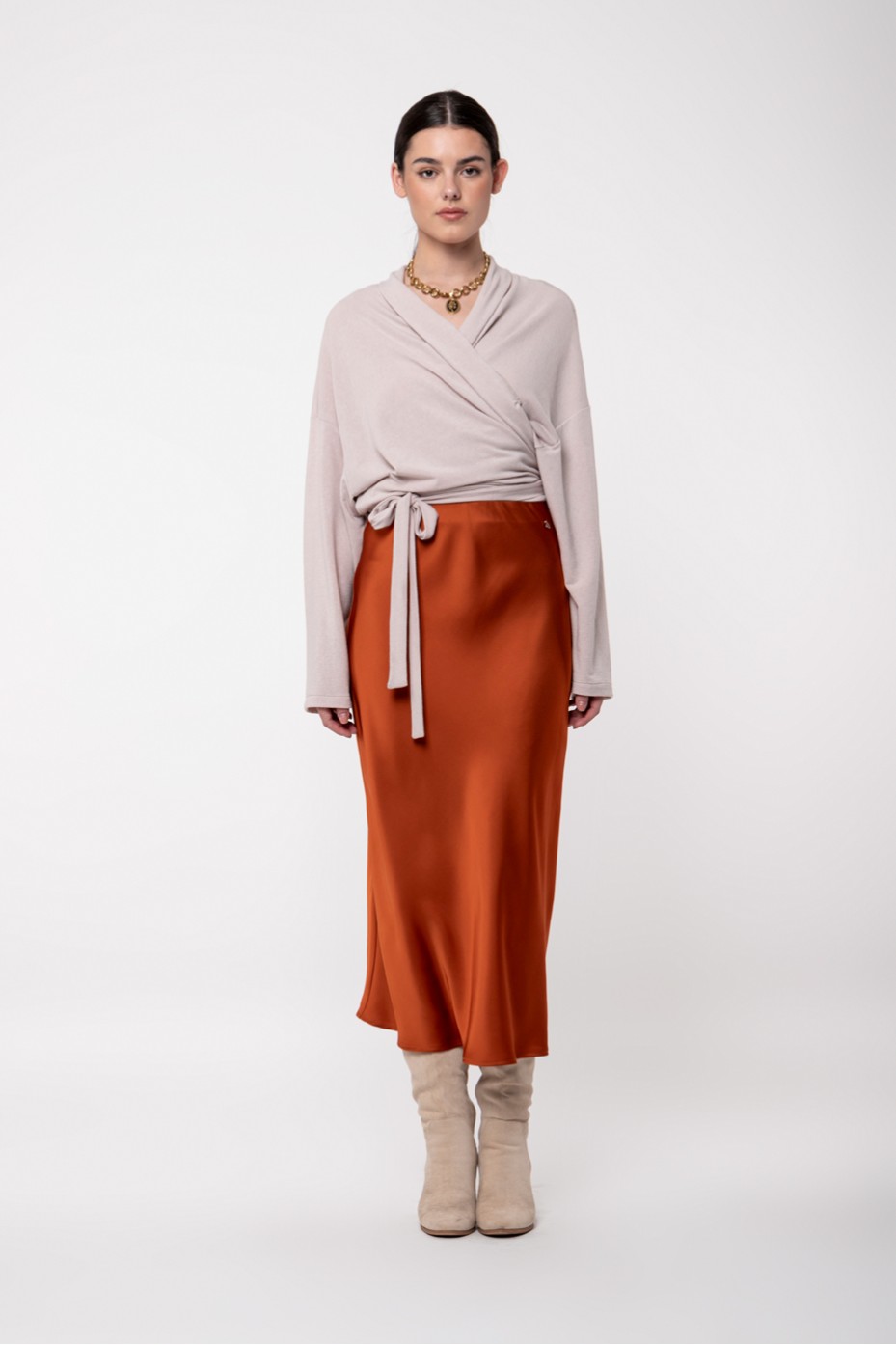 MIDI SATIN SKIRT