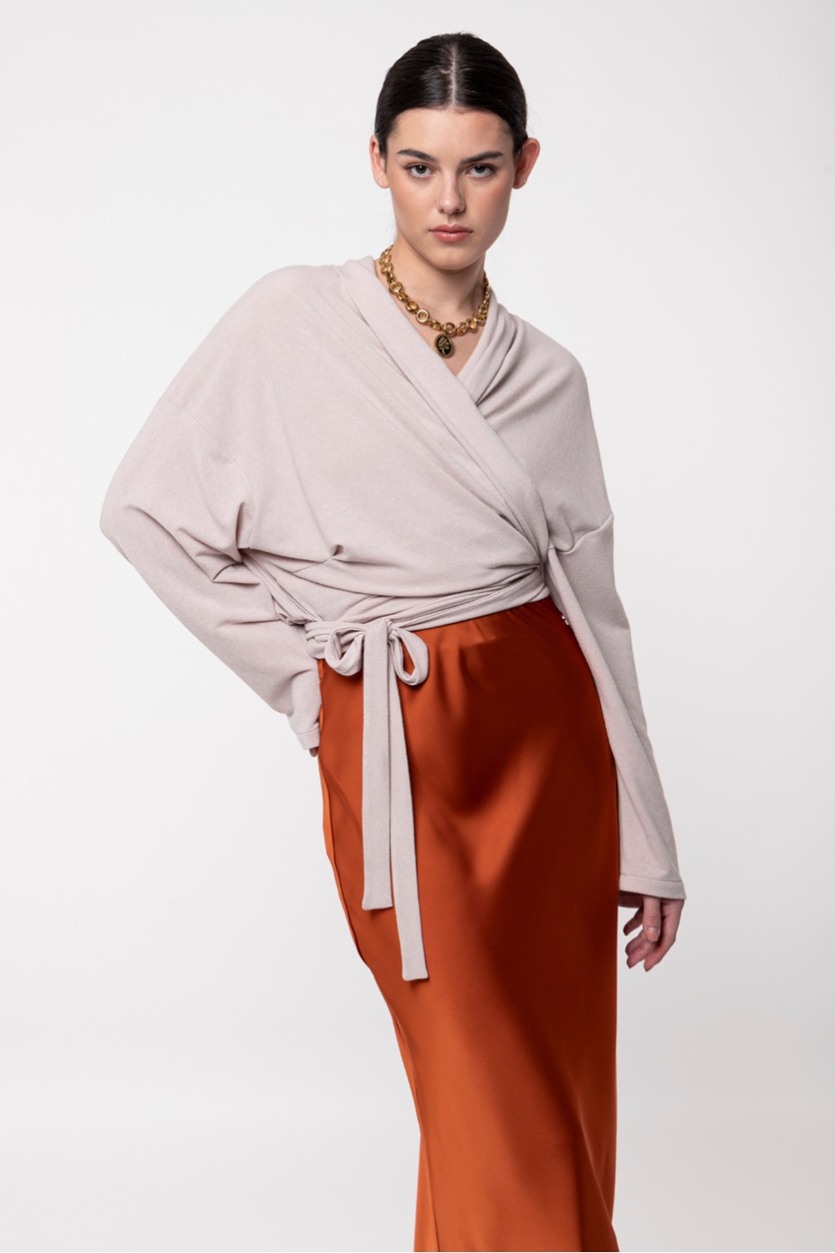 MIDI SATIN SKIRT