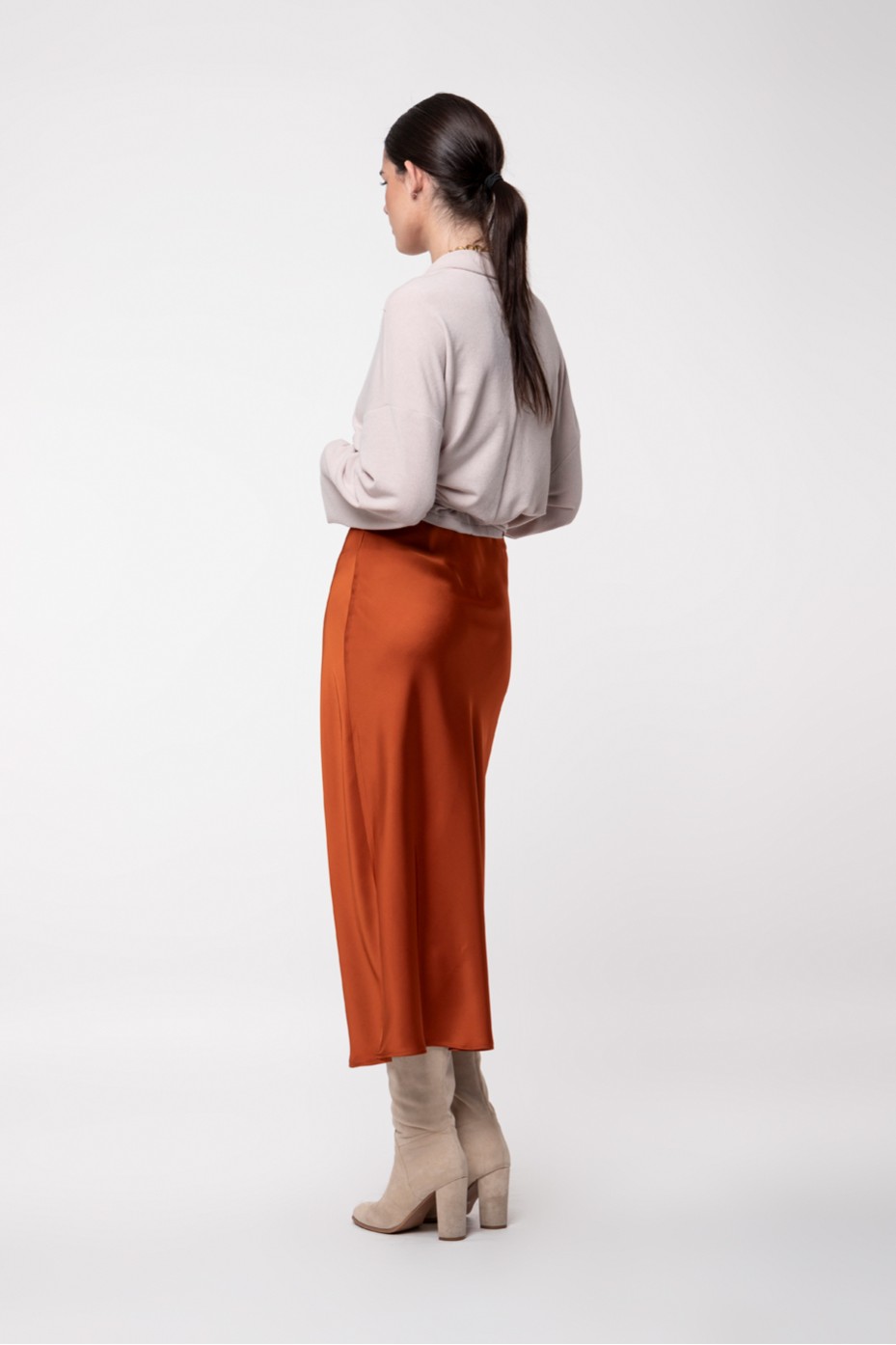 MIDI SATIN SKIRT