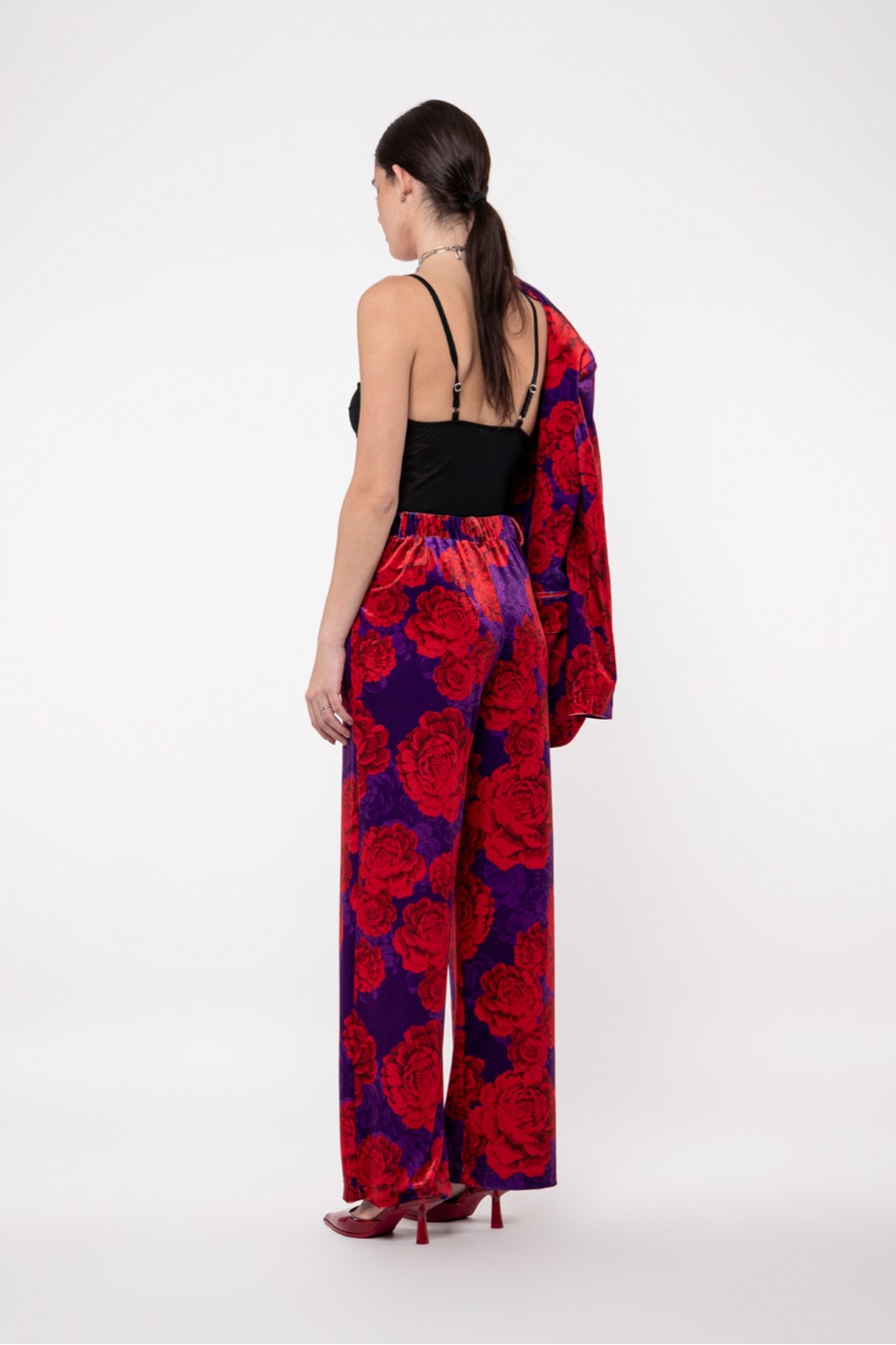 PRINTED VELVET PANTS