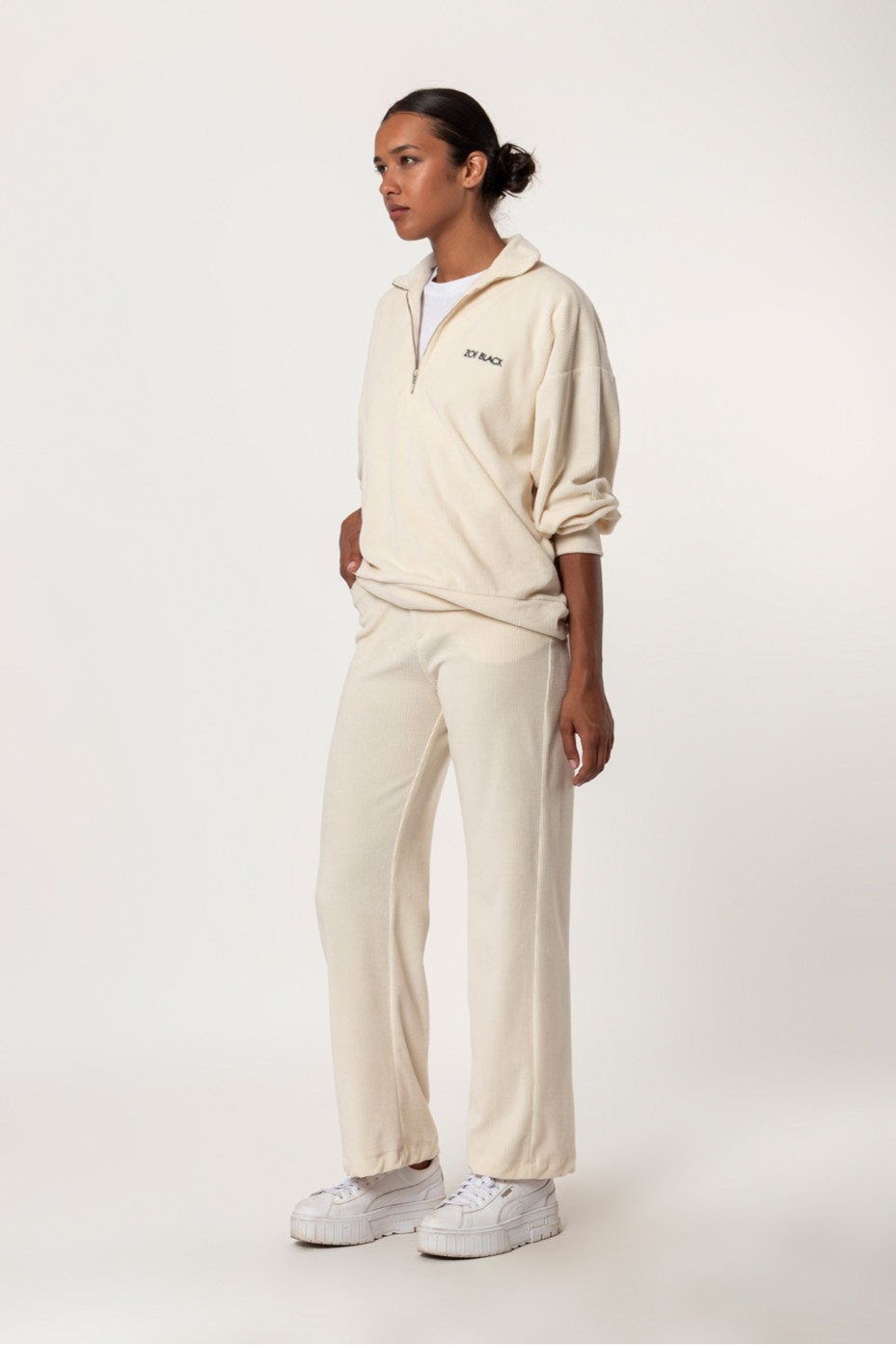 RIB BLOUSE WITH ZIPPER