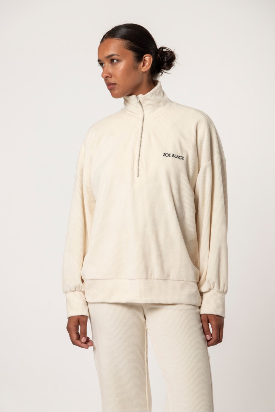 RIB BLOUSE WITH ZIPPER