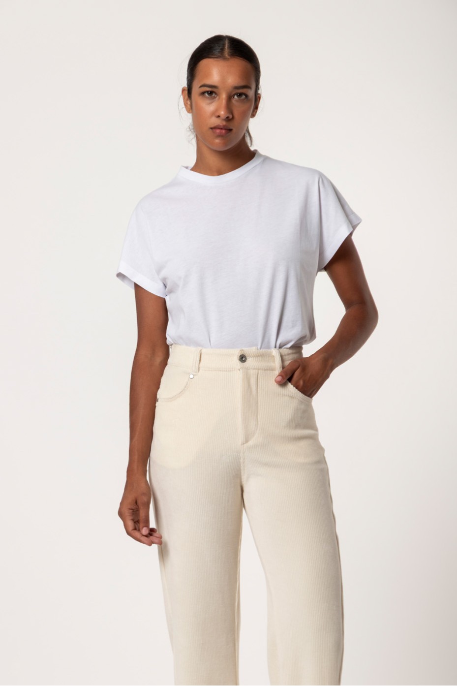 EMBROIDERED RIB PANTS