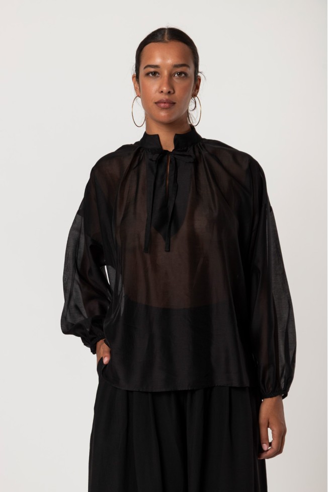 SEE-THROUGH V-NECK BLOUSE