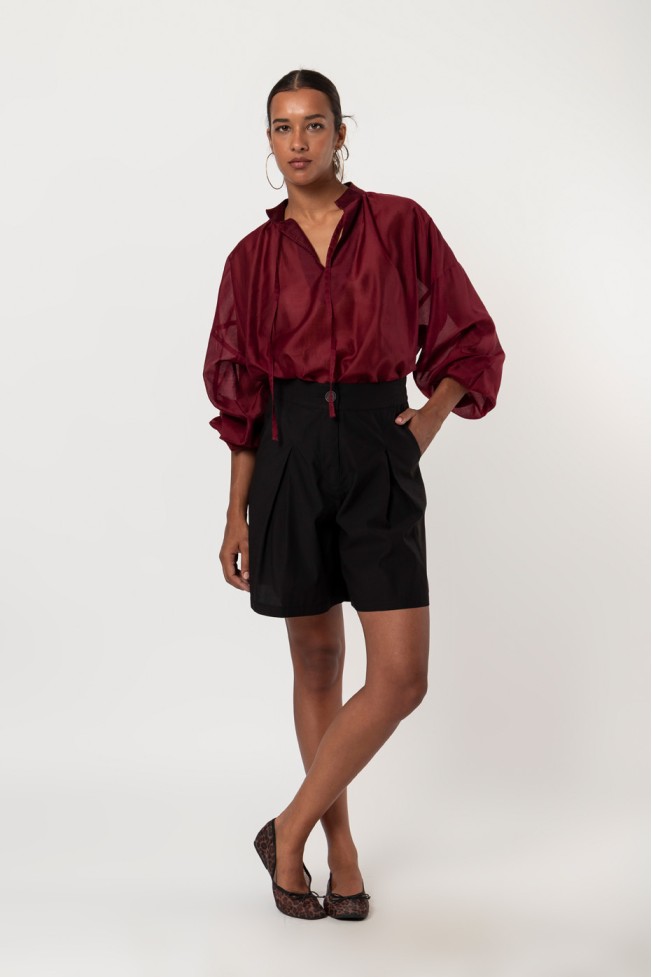 SEE-THROUGH V-NECK BLOUSE