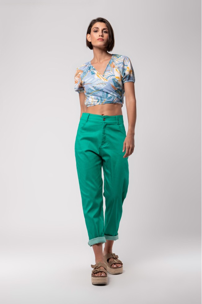 ΦΛΟΡΑΛ CROP TOP  ΚΡΟΥΑΖΕ