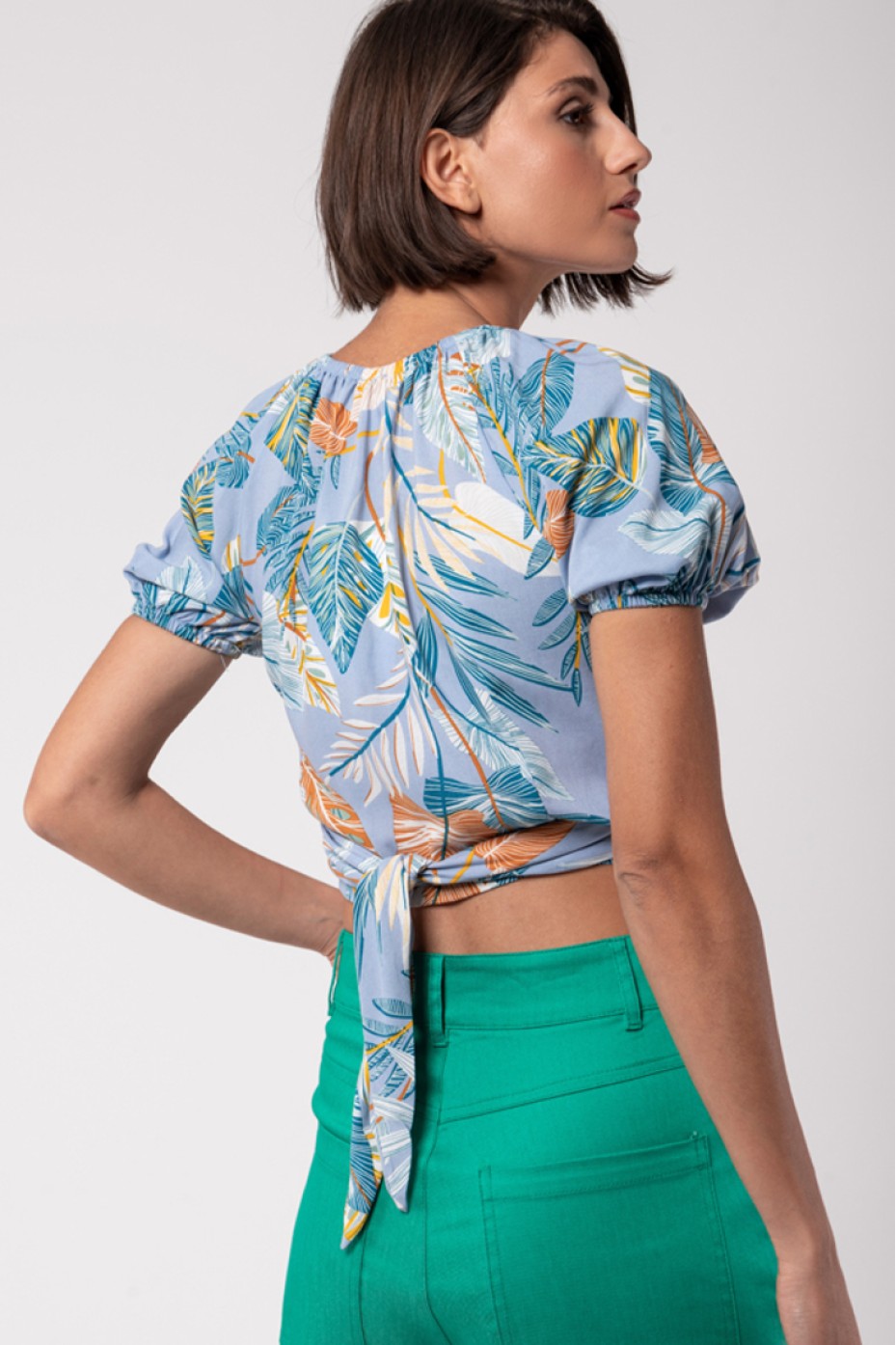 ΦΛΟΡΑΛ CROP TOP  ΚΡΟΥΑΖΕ