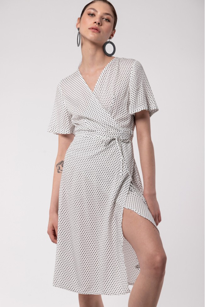 PRINTED WRAP DRESS