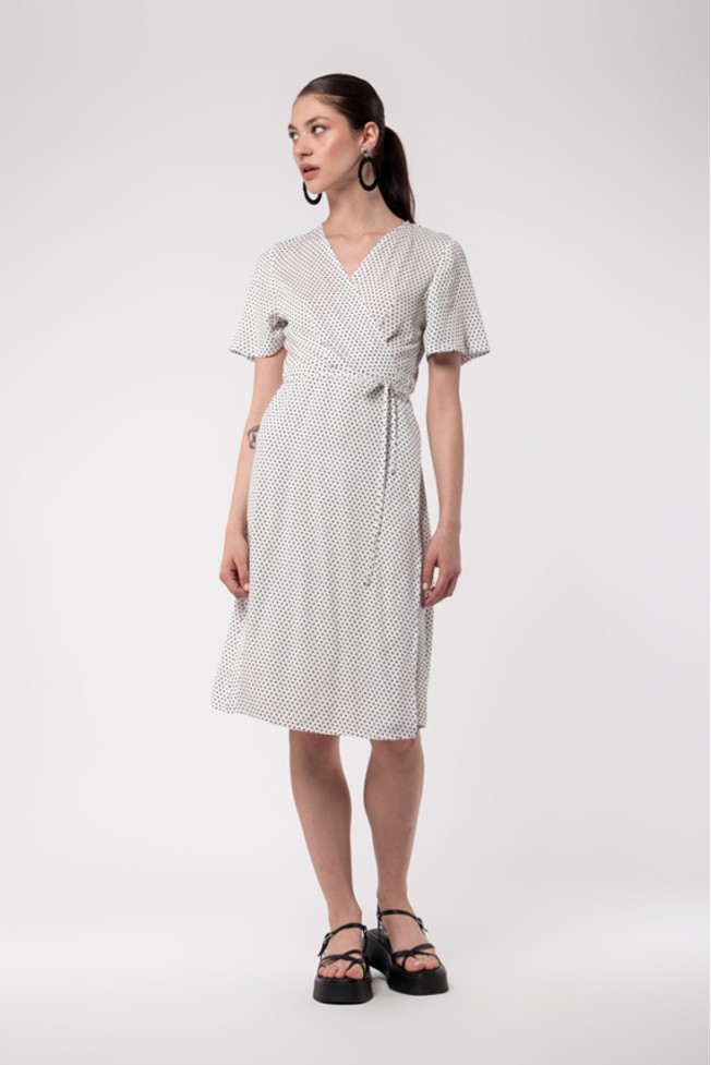 PRINTED WRAP DRESS