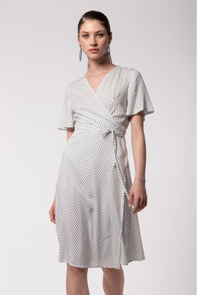 PRINTED WRAP DRESS