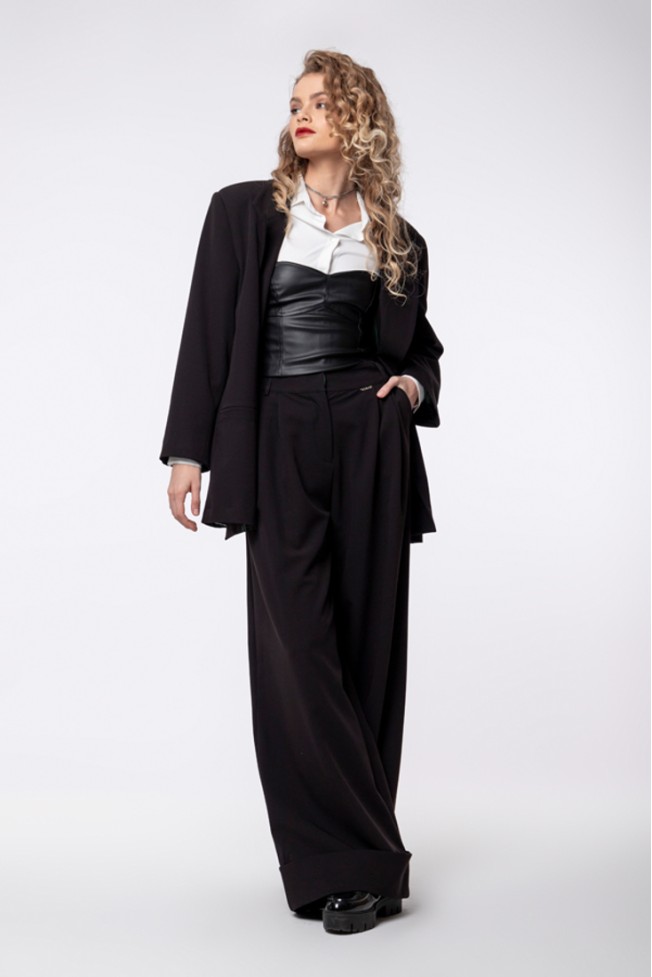 ΜΠΛΟΥΖΑ STRAPLESS ΔΕΡΜΑΤΙΝΗ ZOE BLACK