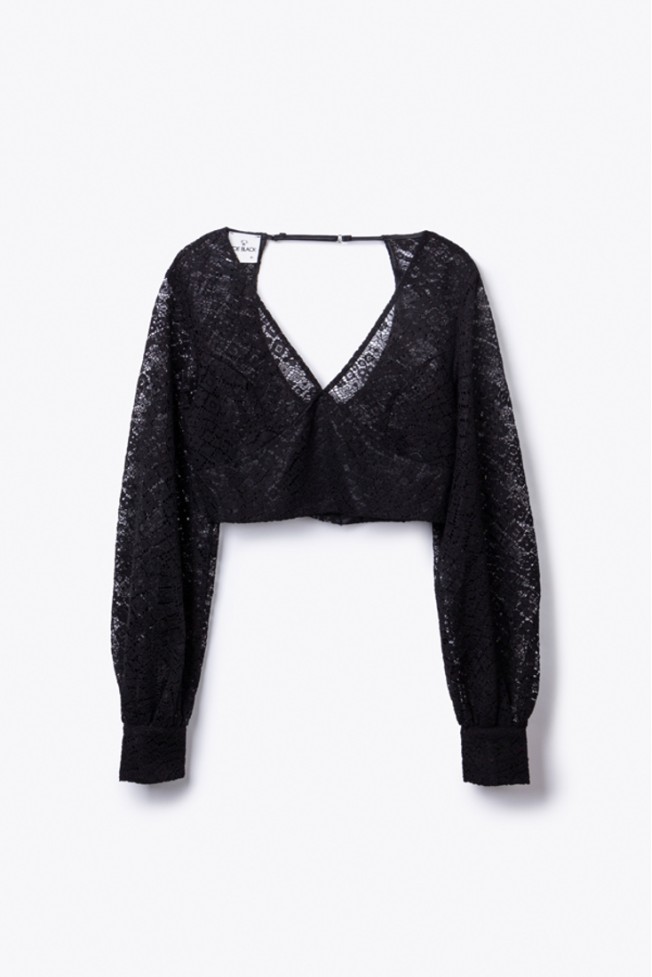 CROP TOP ΜΕ ΔΑΝΤΕΛΑ ZOE BLACK