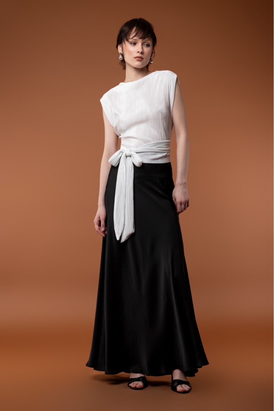 SATIN LONG SKIRT ZOE BLACK