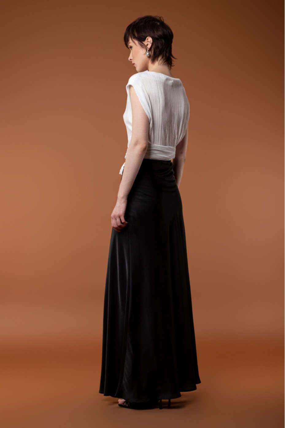 SATIN LONG SKIRT ZOE BLACK