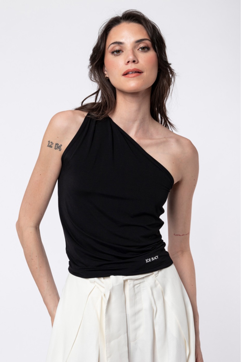 ONE SHOULDER TOP ZOE BLACK