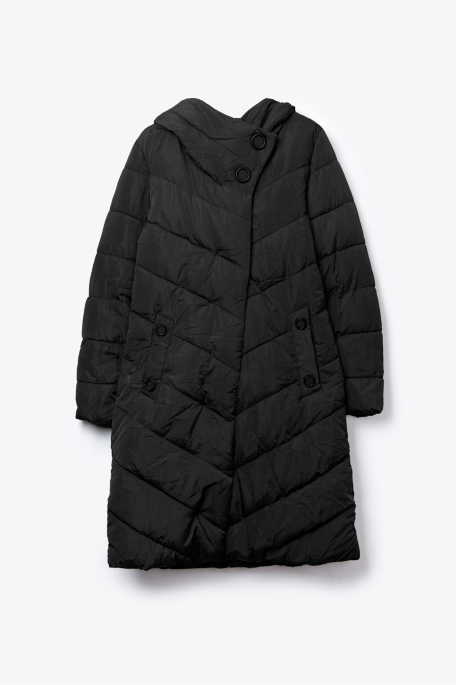 LONG PUFFER JACKET WITH BUTTONS