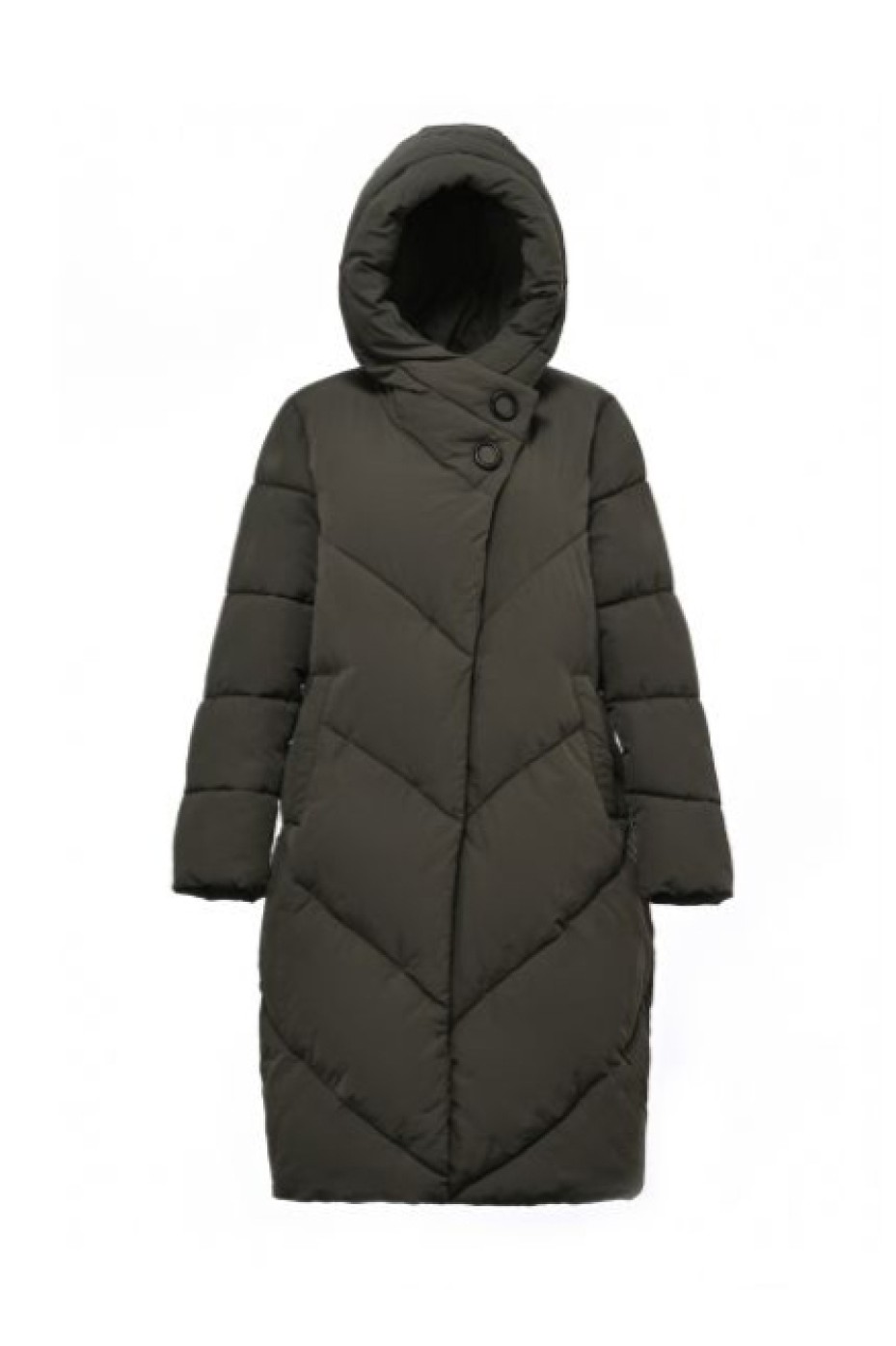 LONG PUFFER JACKET WITH BUTTONS