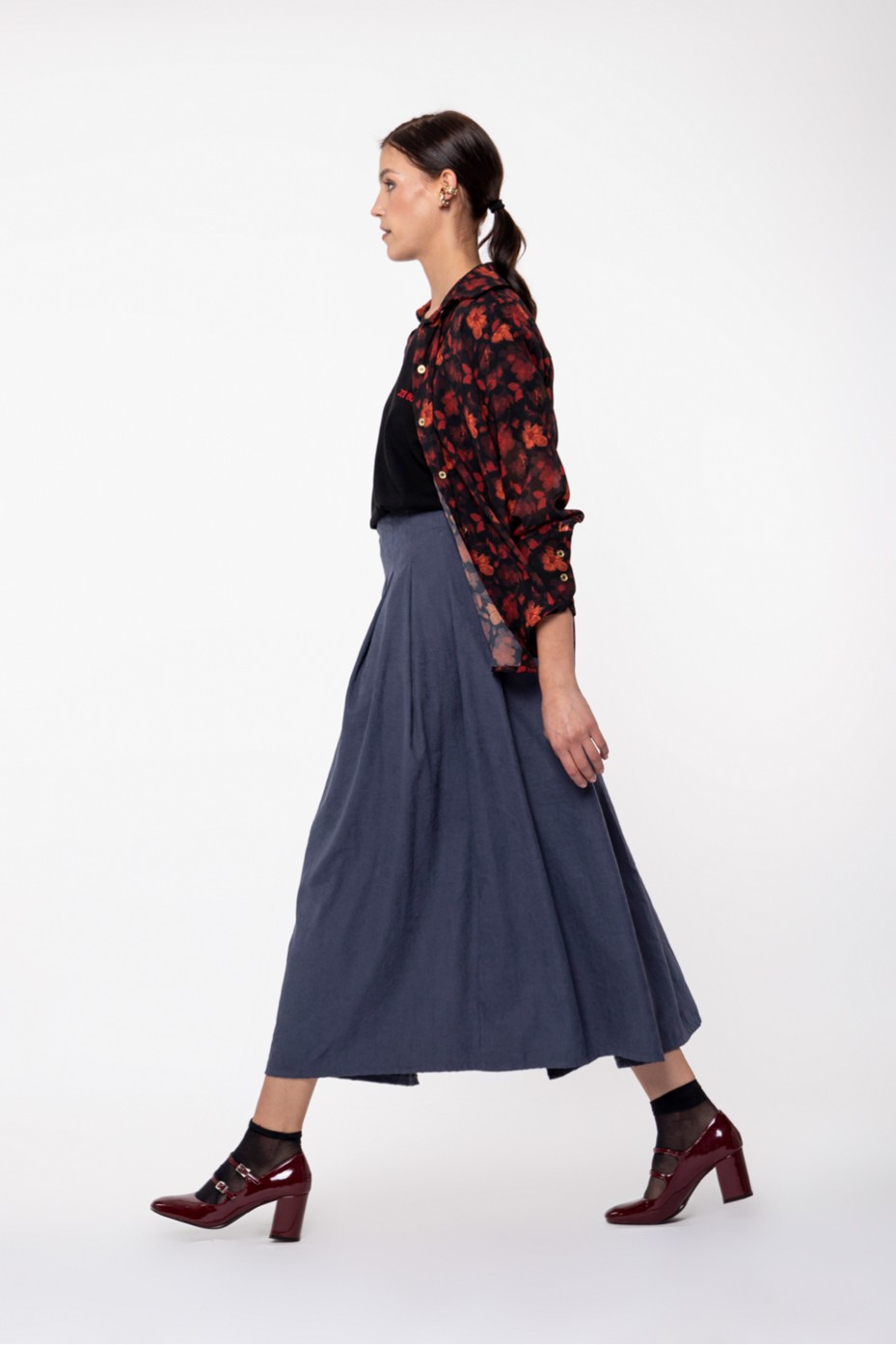 LONG WRAP SKIRT WITH BUTTONS