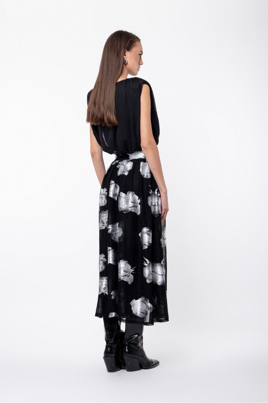 METALLIC MIDI SKIRT ZOE BLACK