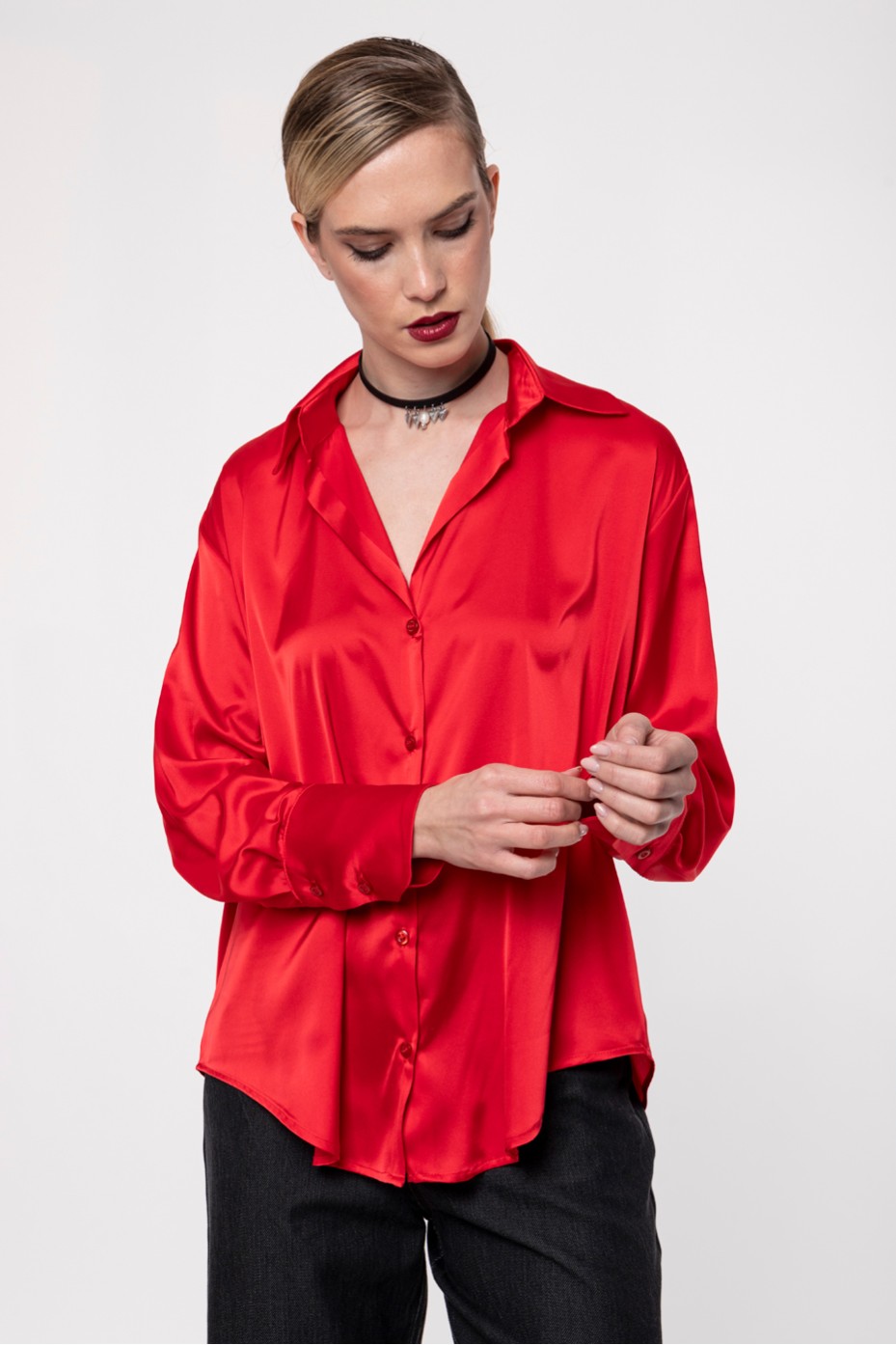 LONG SLEEVE SATIN SHIRT