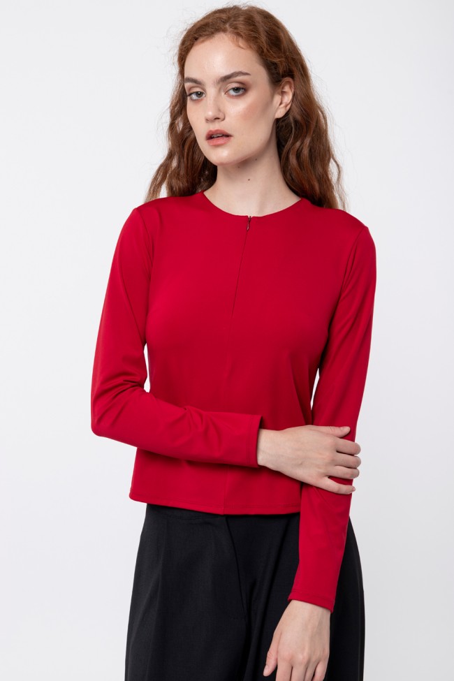 ELASTIC BLOUSE WITH ZIPPER