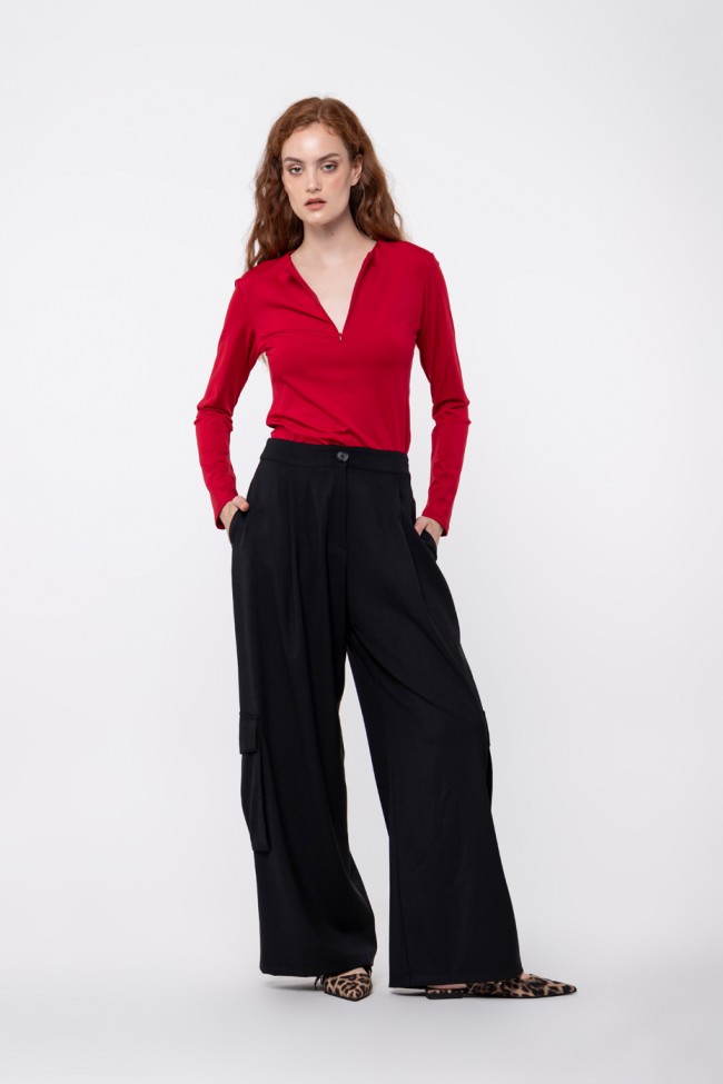 ELASTIC BLOUSE WITH ZIPPER