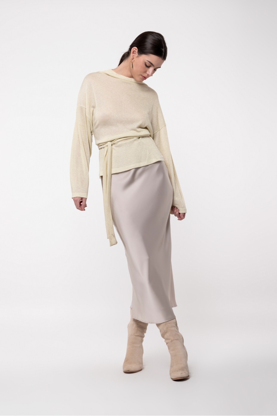 LUREX  TOP WITH TIE BELT