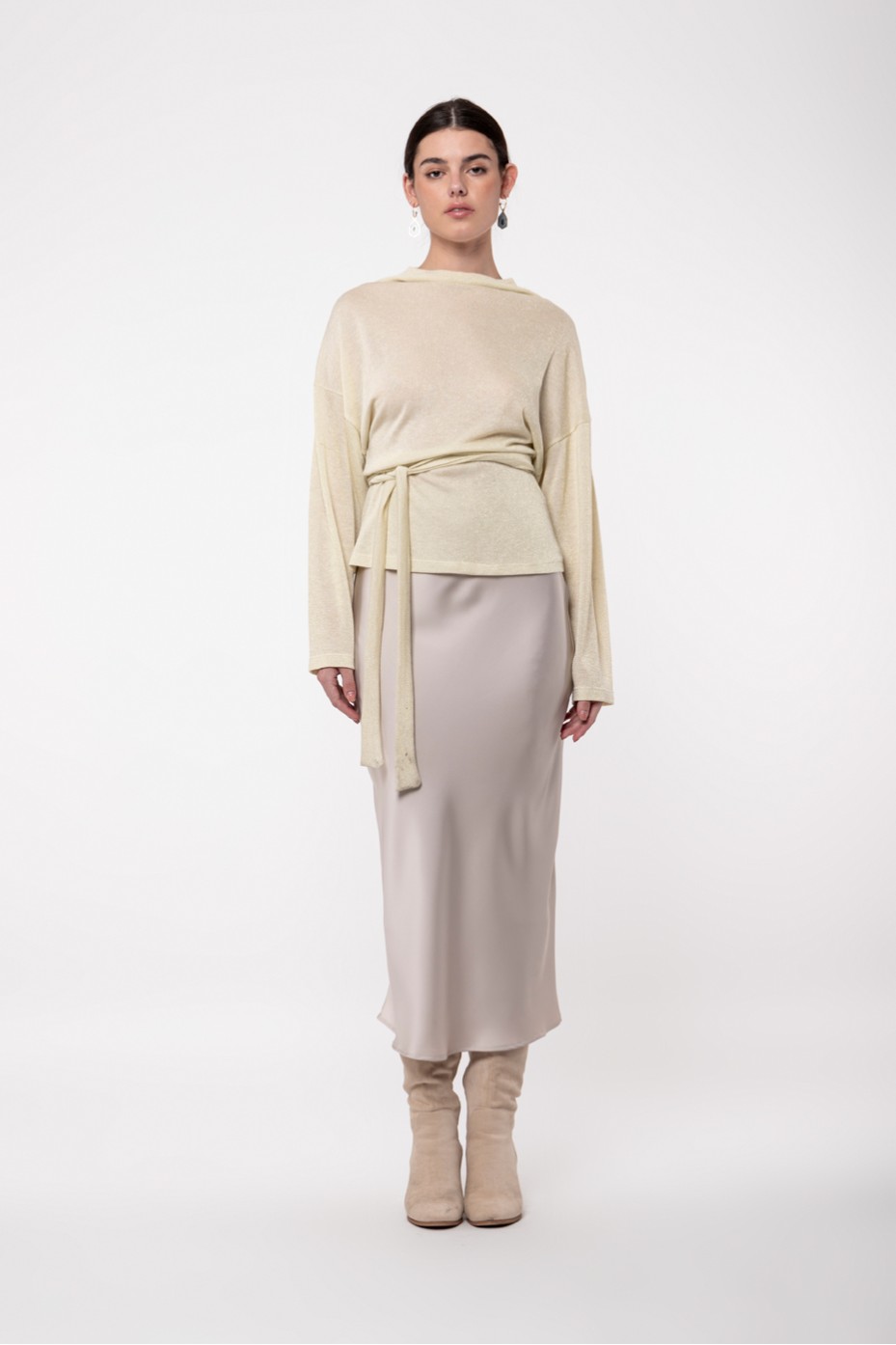 LUREX  TOP WITH TIE BELT